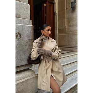 <b>Woolen</b> & <b>Cashmere</b> Cream Fur Belted <b>Gloves</b> & <b>Mittens</b> - Product Image 1