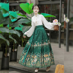 ชุดฮั่นฝูจีนสุดหรู ลายมังกรและนกฟีนิกซ์ปักดิ้นทอง พร้อมกระโปรงทรงม้า + <span class=keywords><strong>เสื้อ</strong></span>คลุม ชุดประจำชาติแบบดั้งเดิมสำหรับเทศกาลตรุษจีนสำหรับ<span class=keywords><strong>ผู้หญิง</strong></span> - Product Image 1