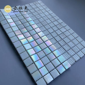 Azulejo de mosaico de cristal <span class=keywords><strong>blanco</strong></span> inrediscent brillante efecto nacarado para piscina ducha baño inodoro <span class=keywords><strong>pared</strong></span> duradera - Product Image 2
