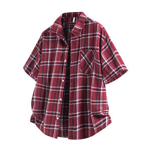 Chemise-veste ample vintage à carreaux, brodée, style crop top, décontractée, respirante, simple, grande taille, pour l'automne, mode - Product Image 2