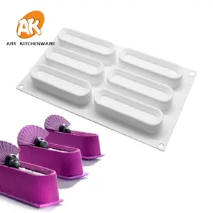 AK Hollow Bar Silicone Molds French Dessert Mousse Cake Mold 6Cavities Kitchenware Pastry Baking Tools MC-76