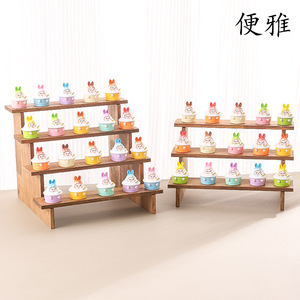 Présentoir pour boîtes mystères à figurines mignonnes couleur noyer, étagère à figurines Bubble Mat, présentoir à jouets tendance - Product Image 3