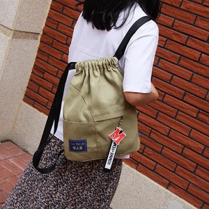 Custom Logo Simple Cotton Pouch Sport Travel Canvas Drawstring <b>Backpack</b> Bag with Zipper Pocket for <b>Children</b> School Gym - Product Image 4
