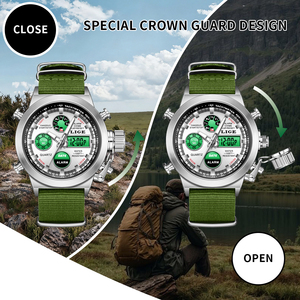 <span class=keywords><strong>Orologio</strong></span> Digitale Sportivo Tattico LIGE LG89228 per <span class=keywords><strong>Uomo</strong></span>, Resistente, LED, Cinturino in Nylon <span class=keywords><strong>Verde</strong></span>, Impermeabile, Robusto, con Allarme e Cronometro + Scatola - Product Image 4