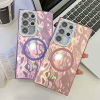 Étui de téléphone magnétique en TPU+IMD à motif froissé électro-plaqué de qualité supérieure avec protection d'appareil photo pour S24 Ultra/S23 Series/S25 Ultra