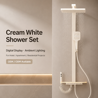 Ensemble de douche mural moderne en aluminium avec lumière nocturne intégrée et tringle coulissante pour salle de bain, cuisine extérieure, hôtels et villas