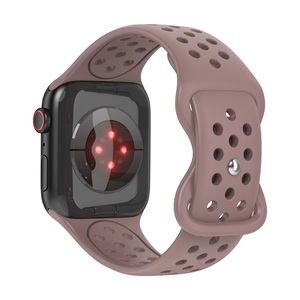 สำหรับ Apple Watch Series 1-8 38มม. 40มม. 42มม. 44มม. <span class=keywords><strong>SE</strong></span> 8-Shape สายนาฬิกาซิลิโคนแนวสปอร์ตระบายอากาศสีทึบ - Product Image 2