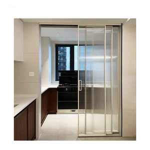 Puerta corredera de partición interior de vidrio templado de 8mm, puerta corredera de enlace de marco de aleación de aluminio - Product Image 6