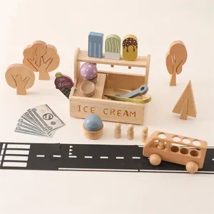Wooden Ice Cream Shop Pretend Play Set Preschool Pretend Play Simulation Toys For Kids