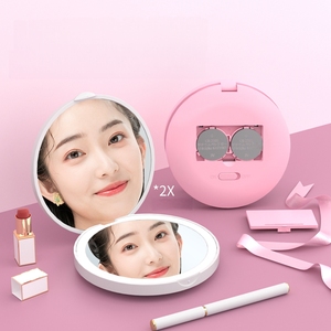 Miroir de <span class=keywords><strong>maquillage</strong></span> LED à grossissement 1X/2X avec lumière Miroir de poche rond avec logo personnalisé Petit miroir éclairé pour la promotion de cadeaux - Product Image 1