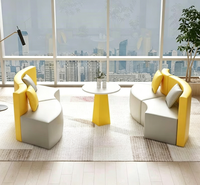 Ensemble de canapé et table basse créatifs en forme de S, en cuir, simple et moderne, pour bureau, réception, salle d'attente ou garderie pour enfants