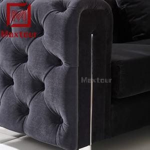 Sıcak tasarım büyük kesit 1 + 2 + 3 kişilik kanepe oturma odası paslanmaz çelik bacaklar yüksek dereceli 1 + 1 + 3 kadife düğmeler kanepeler setleri - Product Image 6