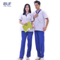 Ensemble de blouses médicales tissées unisexes personnalisables à col en V et manches courtes, respirantes et confortables, pour hôpitaux, médecins et infirmières