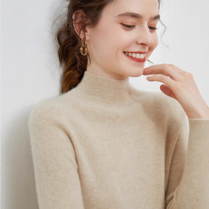 Suéter de Cachemira 100% Lana de Color Sólido, Camisa Base de <span class=keywords><strong>Manga</strong></span> <span class=keywords><strong>Larga</strong></span> para Mujer, Suéter de Punto Ajustado a <span class=keywords><strong>Rayas</strong></span>, Nuevo Suéter de <span class=keywords><strong>Cuello</strong></span> <span class=keywords><strong>Alto</strong></span> a Media Altura - Product Image 4