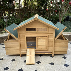 Handgefertigtes Holzhaus für Katzen und Hunde, Modisches Quadratisches Design mit Bedrucktem Muster für Kleine Innen- und Außentiere - Product Image 3