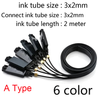 Tubo de Tinta de 2 Metros y 6 Colores con Amortiguador de Tinta, Tuercas de Fijación y Junta Tórica para Impresora Epson XP600 TX800 UV DTF