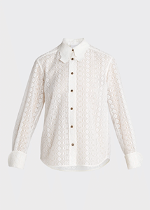 Signore alla moda OEM ODM nuovi stili maniche lunghe bottoni rossi aderenti camicetta ricamata camicie in <span class=keywords><strong>pizzo</strong></span> - Product Image 6