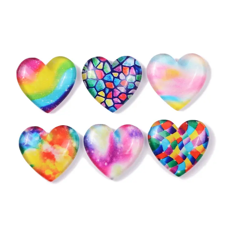25MM diy resin accessories mini gradients colorful mosaics love heart craft for key ring bag decoration
