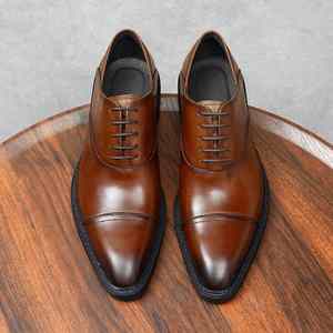 Chaussures formelles en cuir véritable de qualité professionnelle, imperméables, respirantes, style rétro britannique, motif léopard, chaussures pour hommes - Product Image 1