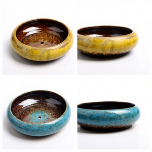 Ensemble de pots à succulentes en céramique émaillée, design bol coloré, décoration de jardin d'intérieur avec trous de drainage, pots à fleurs écologiques - Product Image 1