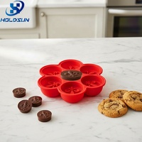 Moule à glaçons 3D à 7 cavités, couleur personnalisée, facile à démouler, résistant à la chaleur, sans BPA, en silicone rond, pour biscuits, bonbons, chocolat