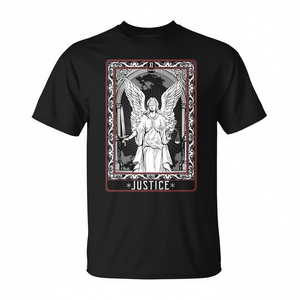 T-shirt Justice Tarot Card noir unisexe taille adulte moyenne - Product Image 2