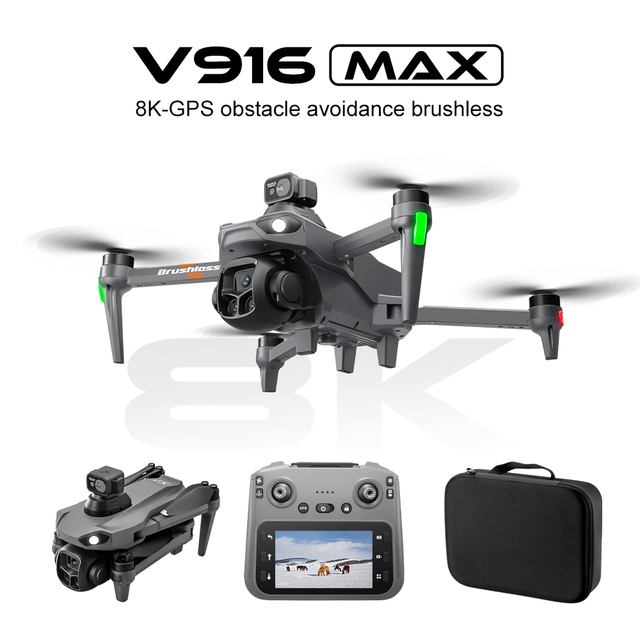 V916 MAX GPS Drone 4K Professional Dual Camera Aerial 5G FPV Brushless Laser Avoiding Obstacle Screen Control Folding Quadcopter