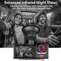 Promotion Exceptionnelle Dashcam 360 Triple Canal 1080P HD Enregistreur Vidéo Voiture avec 3 Lentilles Écran IPS Multi-langues Caméras Avant Arrière Intérieures