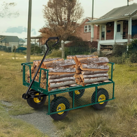 Chariot utilitaire de jardin à 4 roues de qualité industrielle, capacité de charge de 220 kg, cadre en acier thermolaqué pour l'extérieur, la ferme, l'entrepôt, les courses et les outils