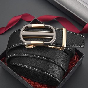 เข็มขัดหนังวัวแท้สำหรับผู้ชายสไตล์ยุโรปอเมริกันเรียบง่ายพร้อมโลหะผสมอัตโนมัติสำหรับหัวเข็มขัดส่งตรงจากปากีสถาน - Product Image 2