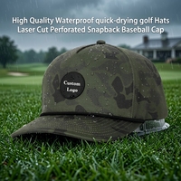 Gorra de Béisbol OEM Duradera Personalizada de 5 Paneles, Impermeable y Transpirable, con Diseño de Camuflaje, Correa de Cuerda y Logotipo Bordado para Deportes al Aire Libre
