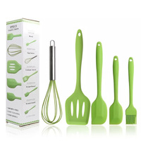 5 buah Set peralatan silikon tahan panas, Spatula sendok Pasta aksesori rumah dan dapur