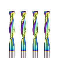 Fraise à spirale à deux dents pour routeur CNC, à coupe ascendante et descendante, avec revêtement DLC arc-en-ciel, de fabrication chinoise