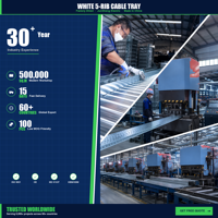 Bac à câbles blanc thermolaqué avec fond à 5 nervures, fabrication directe OEM/ODM, taille et couleur personnalisées, ISO 9001 CE