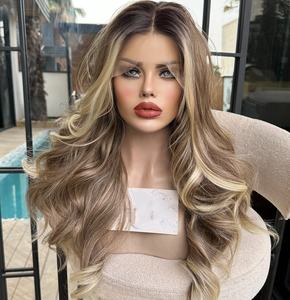 Dickes 200% Dichte Aschblond Highlight Loose Wave Remy Cuticle Aligned Vietnamesisches Haar Lange Kleine Lace Front Transparent HD - Product Image 5