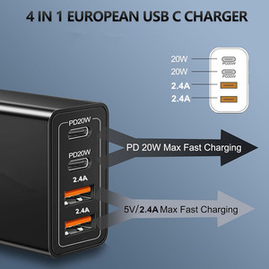 Chargeurs rapides multiples 40W PD3.1, <span class=keywords><strong>chargeur</strong></span> mural USB-C 4 ports, prise UK 3 broches, adaptateur universel certifié CE <span class=keywords><strong>avec</strong></span> protection contre les surcharges - Product Image 4