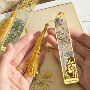 Marcapáginas de Metal Hueco Color Latón con Diseño Clásico de <span class=keywords><strong>Anime</strong></span>, Escrito a Mano con Pincel de Tinta, Impresión Digital Ecológica, Regalo de Agradecimiento - Product Image 4