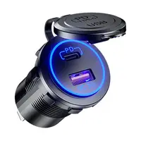 Universal 12-24V Car Dual Usb Socket Charger with qc 3.0 and Type C PD