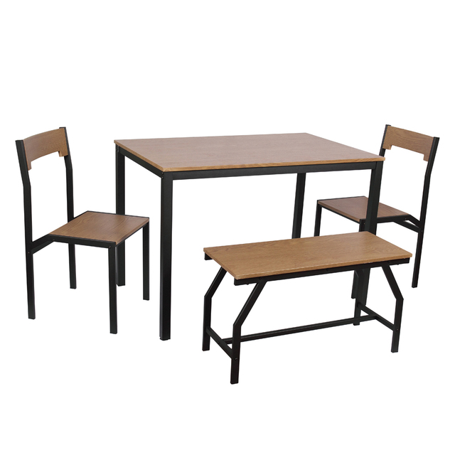 Modern Rustic Wood Pub Bar Table Set 3 Chairs for Kitchen Dining & Living Room for Home or Hotel Furniture