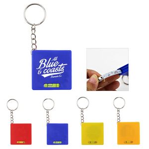 <b>Square</b> Tape Measure W/Level & <b>Key</b> Chain Large Imprint Area Ideal for Transportation, Keychain, Travel, Camping, Tooling - Product Image 2