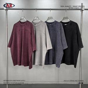 ARTIE2025 printemps et été nouvelle épaule-devant et dos couture lavé batik en détresse manches raglan personnalité T-shirt 285 - Product Image 1