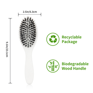 Cepillo de pelo de bambú con logotipo personalizado para mujer, cepillo de cerdas de jabalí con cojín de aire para extensiones de cabello rizado - Product Image 3