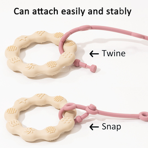 Tongtu Luxury Bpa Free Adjustable Straps Silicone Teether Ring Soft Toy Anti-Lost Chain Babies Kids Solid Color <b>Pacifier</b> Safety - Product Image 5