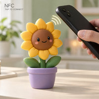 Figur Bunga Matahari NFC Kustom, Sentuh untuk Menghubungkan, Patung Bunga Pot Interaktif, Dekorasi Meja Tanaman Lucu, Hadiah