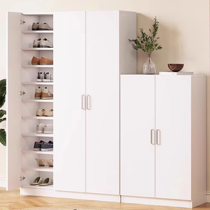 <span class=keywords><strong>Meuble</strong></span> à chaussures moderne blanc <span class=keywords><strong>en</strong></span> <span class=keywords><strong>bois</strong></span> avec étagères réglables, organisateur de rangement haut <span class=keywords><strong>pour</strong></span> entrée, gain de place, mobilier de maison <span class=keywords><strong>pour</strong></span> salon - Product Image 4