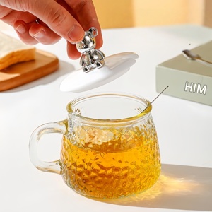 La migliore vendita di tazze da caffè nordiche personalizzate <span class=keywords><strong>tazza</strong></span> di vetro da caffè con coperchio <span class=keywords><strong>orso</strong></span> e cucchiaio - Product Image 2