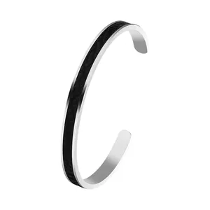 Daili High Quality Stainless Steel Bangles Colorful Leather Bangles for Men Bangle Fashion Accessories