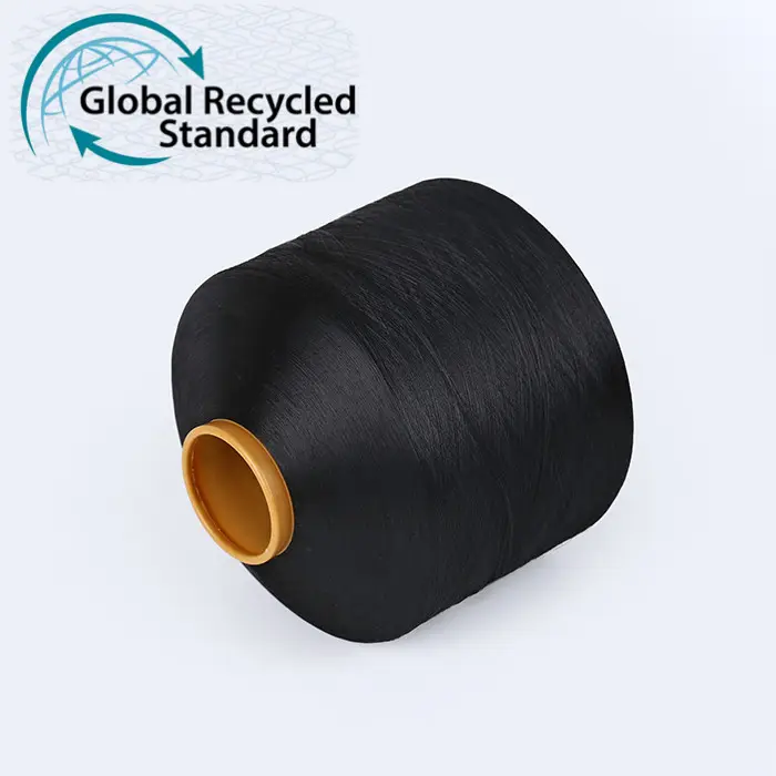 GRS certification white filament 100% ECO 100D denier FDY Recycled polyester yarn recycled for weaving ribbon