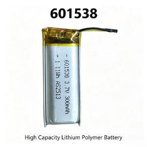 แบตเตอรี่ลิเธียมโพลิเมอร์แบบ Pouch 3.7V 300mAh 601538 ความจุสูง สำหรับอุปกรณ์อิเล็กทรอนิกส์สำหรับผู้บริโภคและของเล่น - Product Image 1