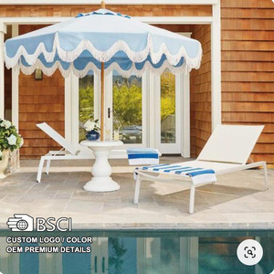 Muebles de piscina respetuosos <span class=keywords><strong>con</strong></span> el medio ambiente, marco de madera plegable de lujo, sombrillas de mercado para patio trasero, tumbonas exteriores, mesas de comedor - Product Image 5